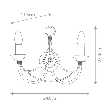 Carisbrooke 2-Light Wall Light in Black