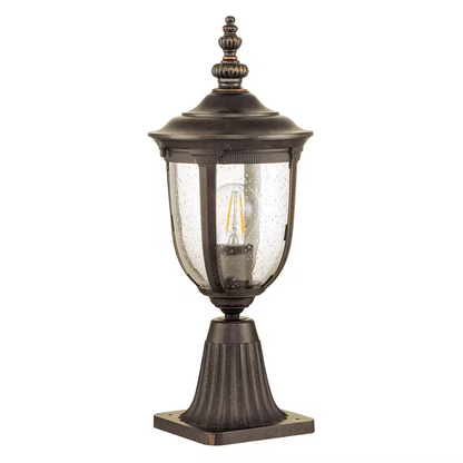 Cleveland 1-Light Small Pedestal Lantern in Weathered Bronze