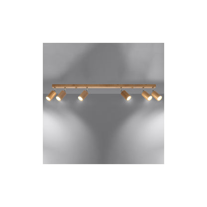 Berg 6 Ceiling Light in Natural Wood