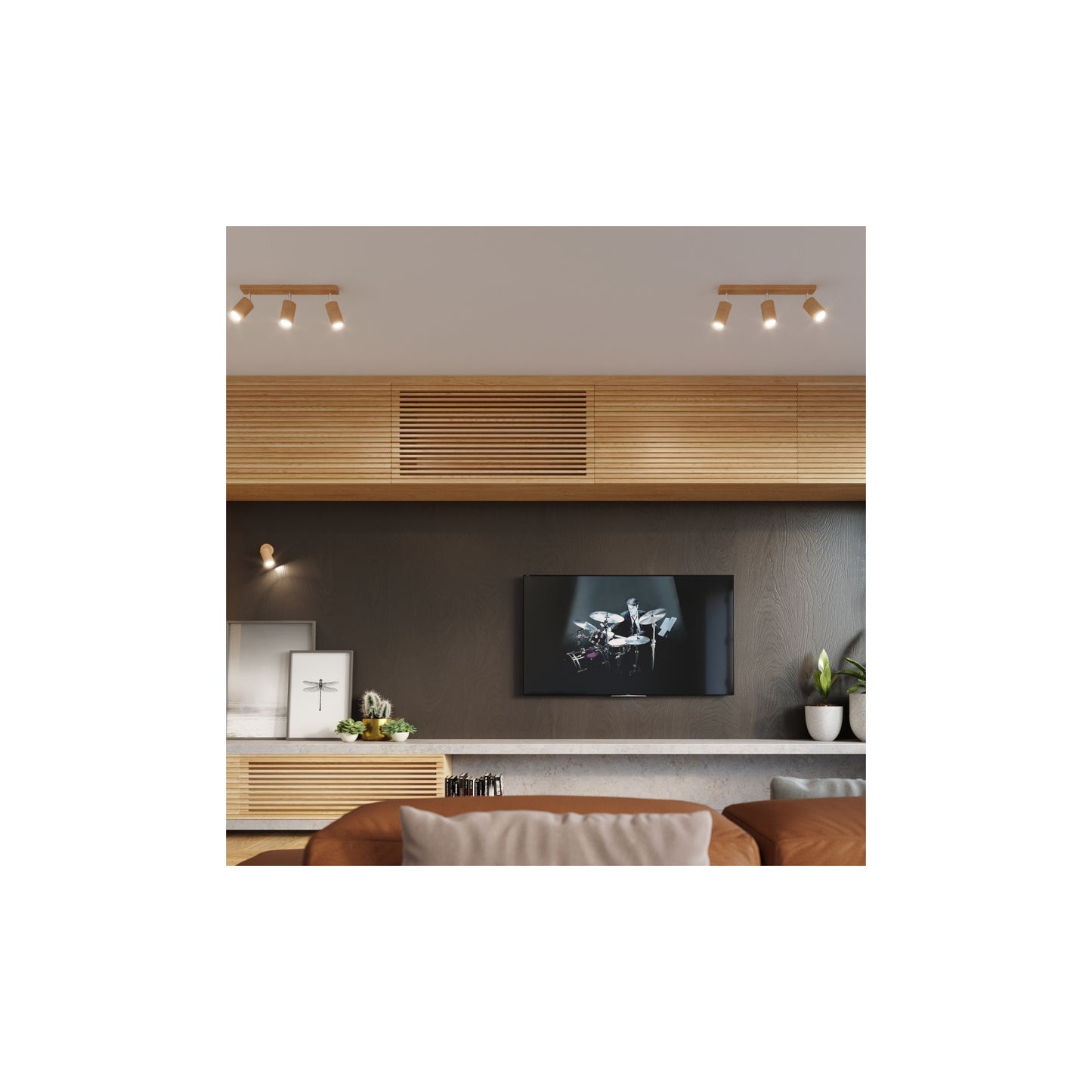 Berg 6 Ceiling Light in Natural Wood