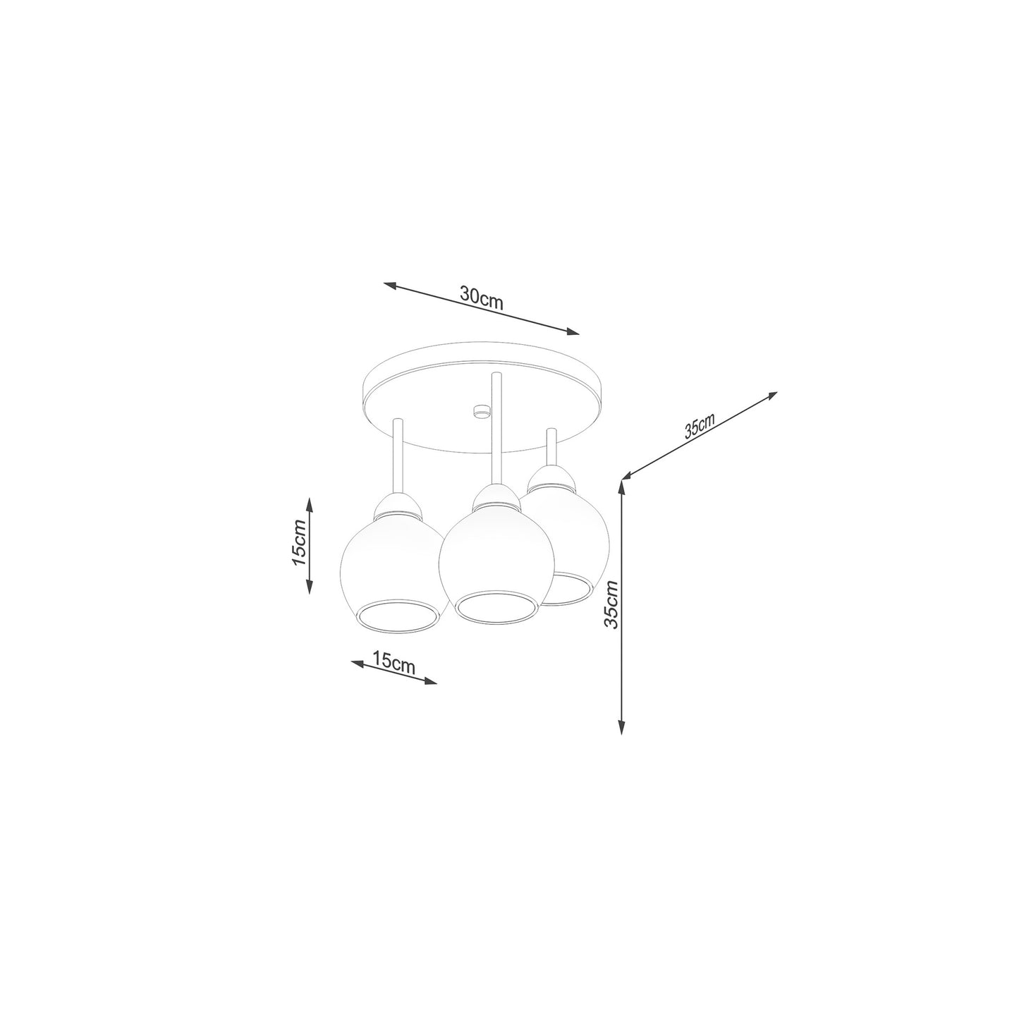 Alino 3 Chandelier in Black