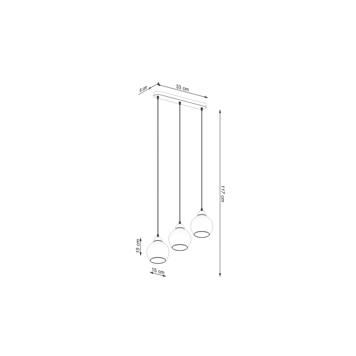 Alino 3 Pendant in Black