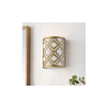 Arabella 1-Light Wall Light in Distressed Gold with Ivory Shade