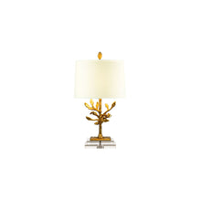 Audubon Park 1-Light Table Lamp in Distressed Gold with Cream Shade