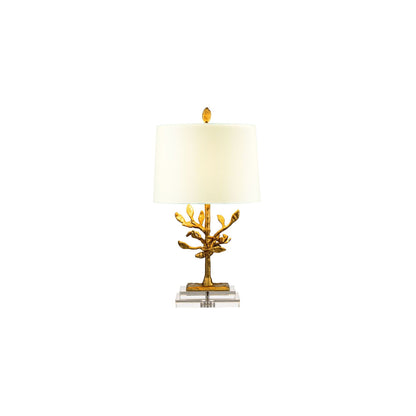 Audubon Park 1-Light Table Lamp in Distressed Gold with Cream Shade