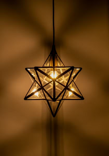 Ilario Glass Panelled Star Pendant with Antique Brass Finish
