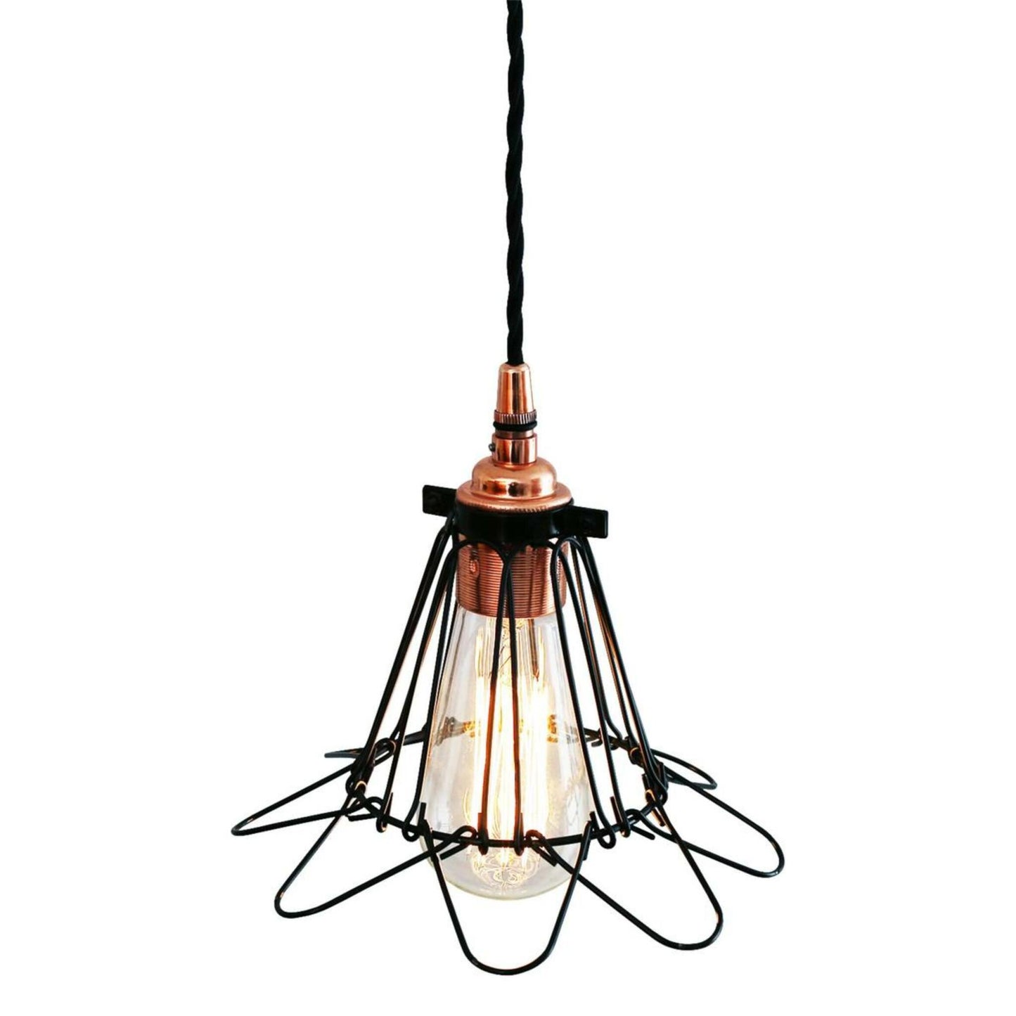 Juba Industrial Cage Pendant in Polished Copper