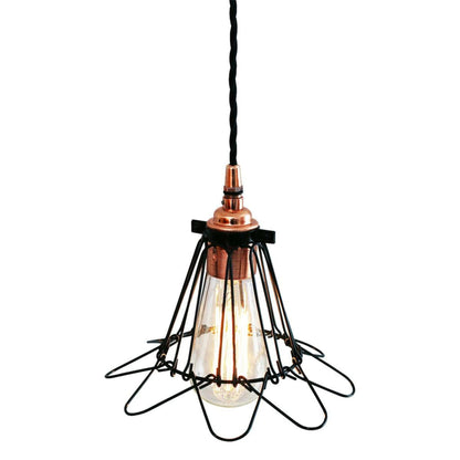 Juba Industrial Cage Pendant in Polished Copper