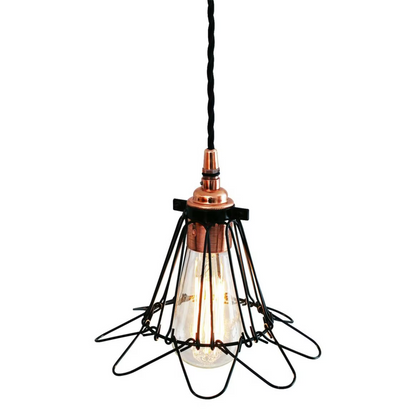 Juba Industrial Cage Pendant in Polished Copper