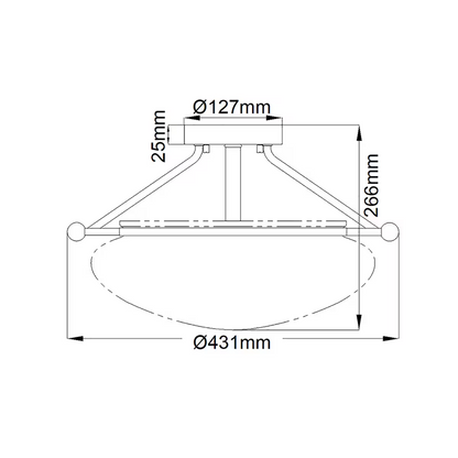 Belle 3-Light Semi-Flush Mount