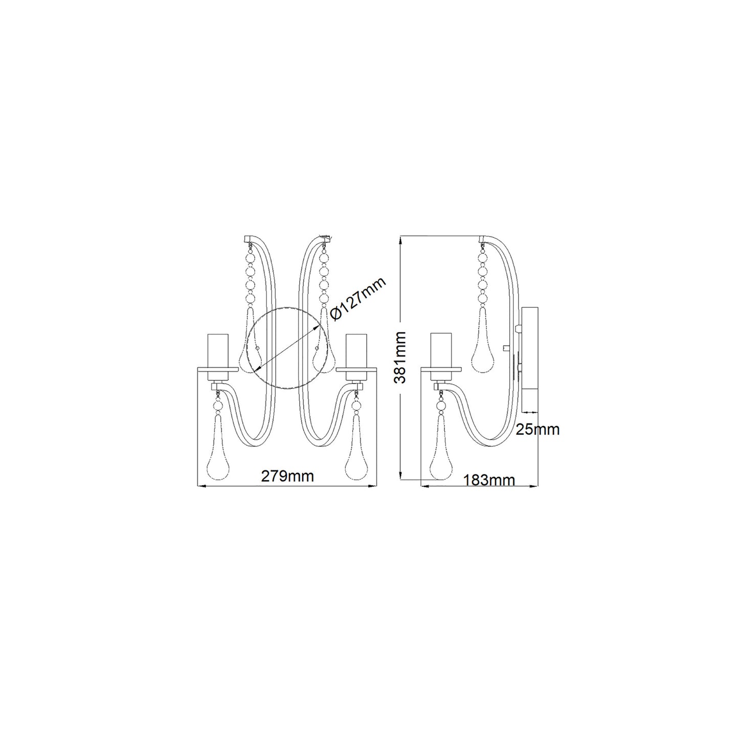 Karlee 2-Light Wall Light in Classic Pewter