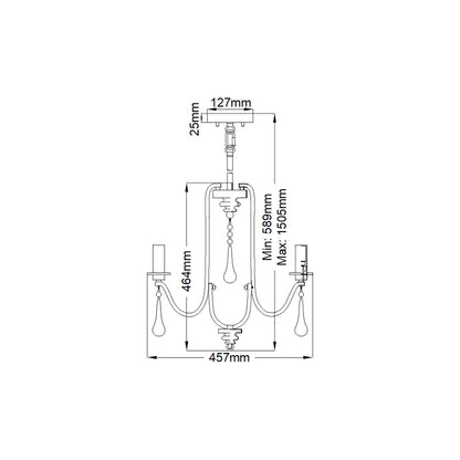 Karlee 3-Light Chandelier in Classic Pewter
