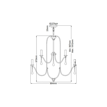 Karlee 9-Light Chandelier in Classic Pewter