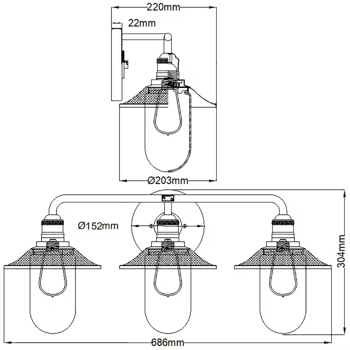 Rigby 3-Light Wall Light