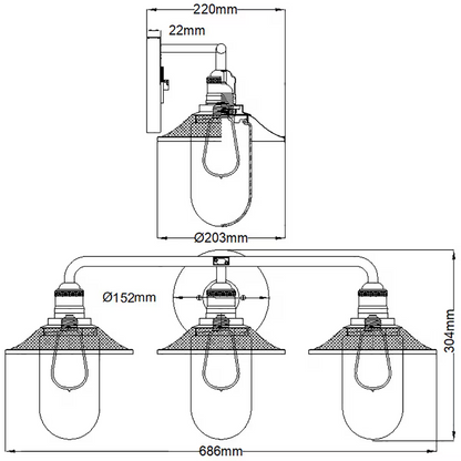 Rigby 3-Light Wall Light
