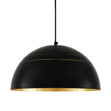 Midas Black Dome Gold Leaf Pendant in Matt Black