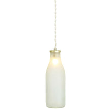 Milk Bottle Vintage Pendant in Satin Brass with Frosted Glass