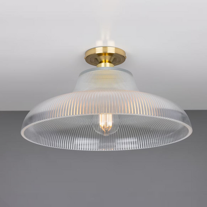 Mono Industrial Holophane Glass Flush Ceiling Light