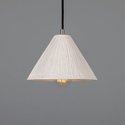 Tilia Organic Ceramic Cone Pendant with Matt White Striped Shade