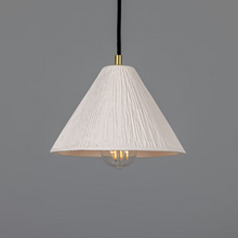 Tilia Organic Ceramic Cone Pendant with Matt White Striped Shade