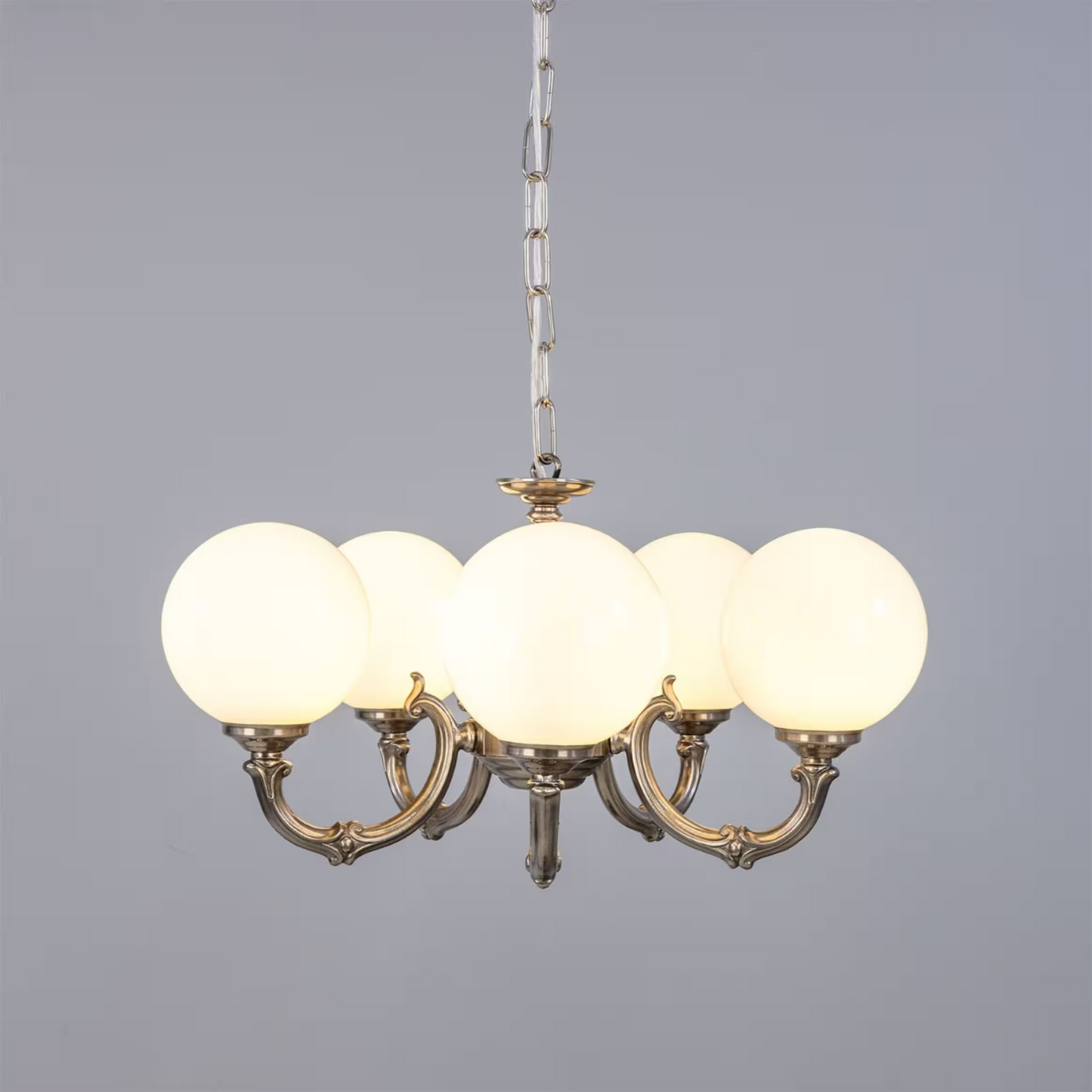 Ben 5-Arm Ornate Brass Chandelier
