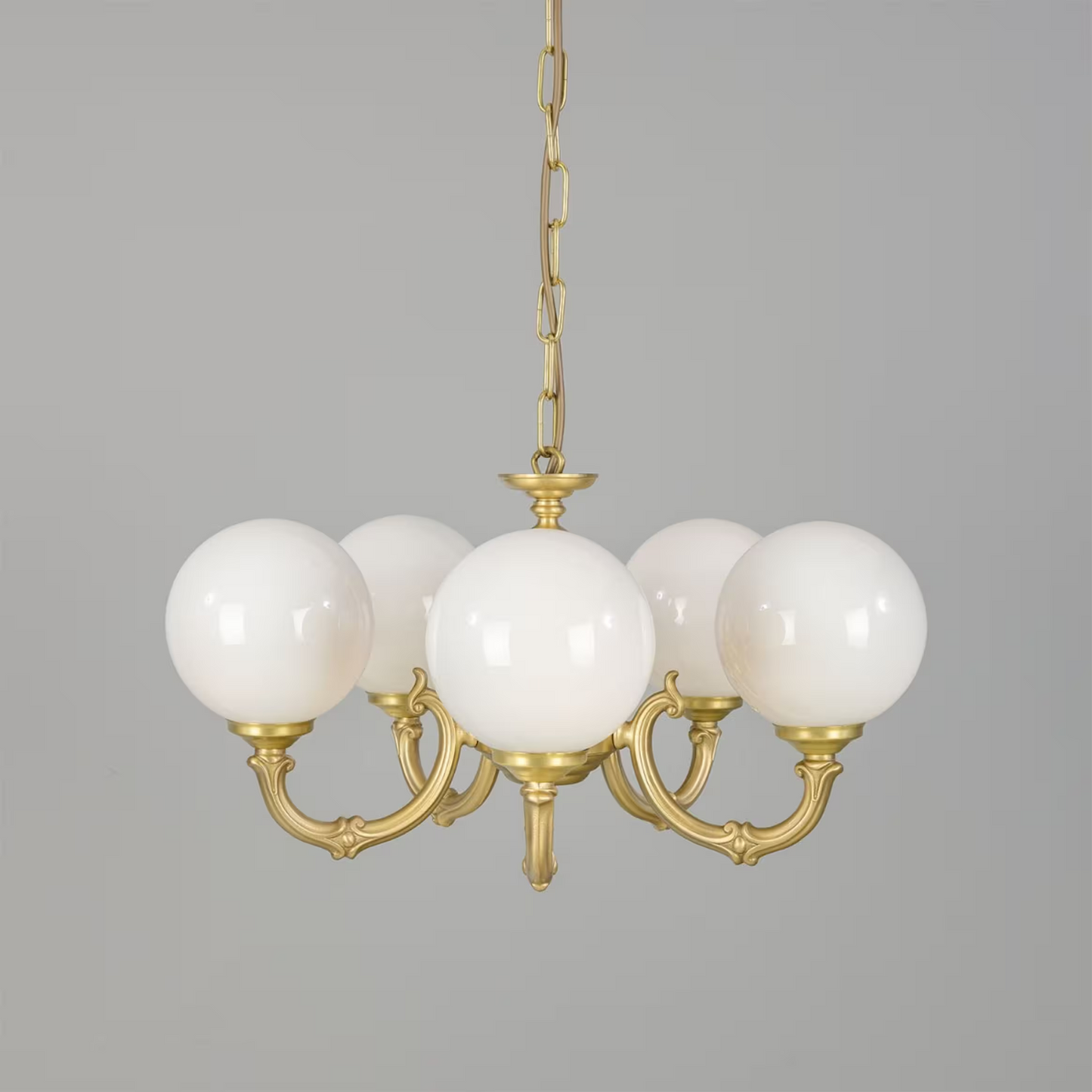 Ben 5-Arm Ornate Brass Chandelier