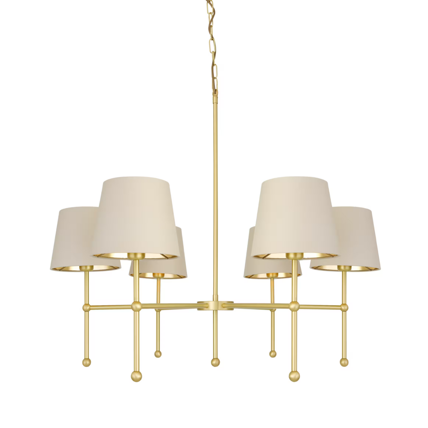 California 6-Arm Modern Brass Chandelier