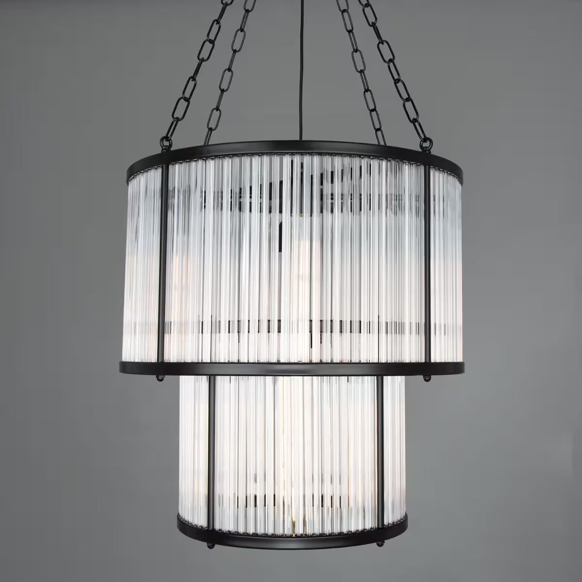 Caledon Two-Tier Pendant in Matt Black