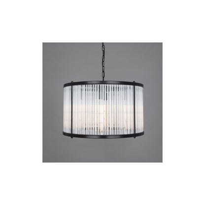 Caledon Grand Pendant in Matt Black with Glass Rods