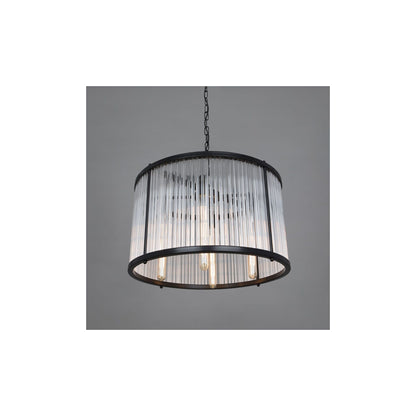 Caledon Grand Pendant in Matt Black with Glass Rods