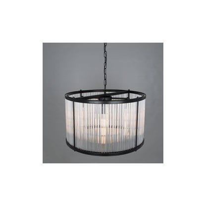 Caledon Grand Pendant in Matt Black with Glass Rods