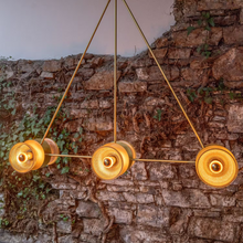 Eclipse Brass and Holophane Glass Dish Pendant