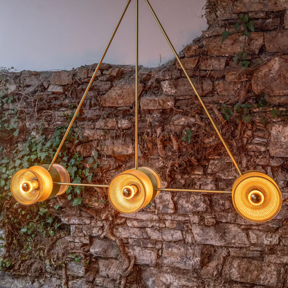 Eclipse Brass and Holophane Glass Dish Pendant