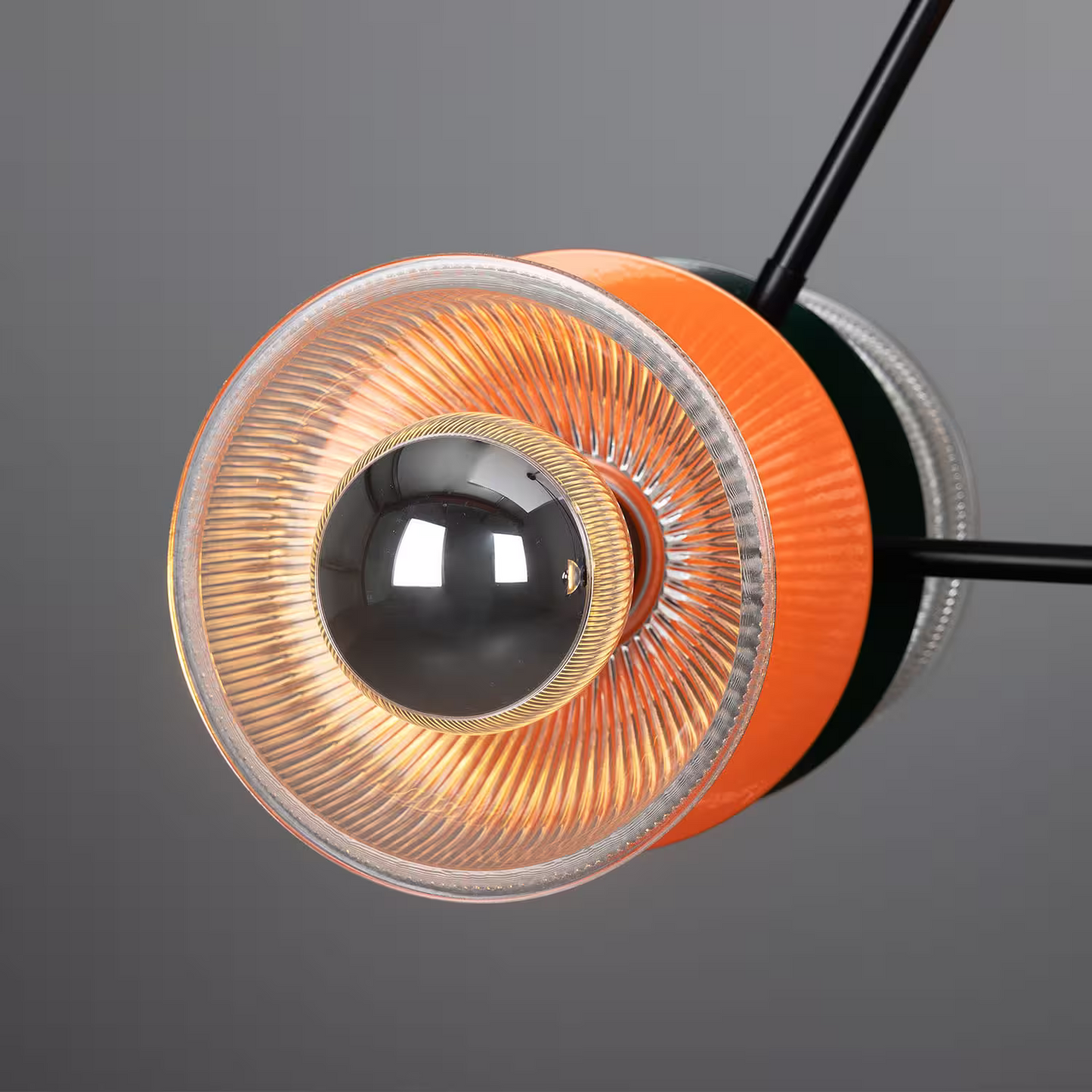 Eclipse Multicoloured Holophane Glass Dish Pendant