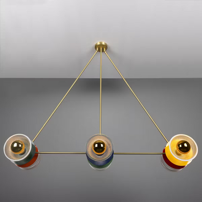 Eclipse Multicoloured Holophane Glass Dish Pendant