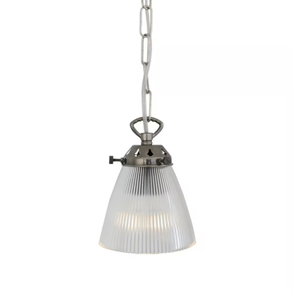 Gadar Small Holophane Glass Pendant Light 12cm
