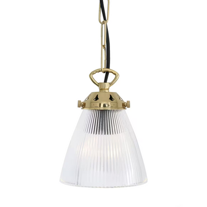 Gadar Small Holophane Glass Pendant Light 12cm