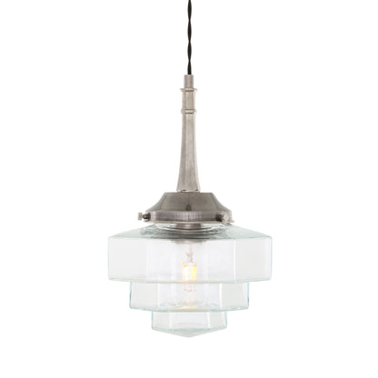 Novato Pendant with Hexagonal Stepped Glass Shade