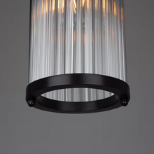 Caledon Petite Pendant in Matt Black with Glass Rods
