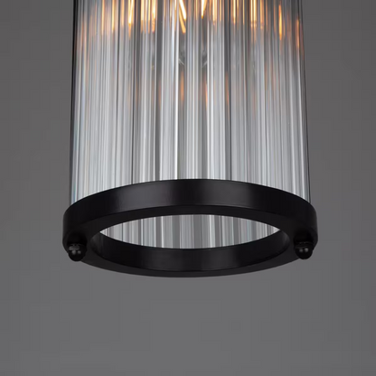 Caledon Petite Pendant in Matt Black with Glass Rods
