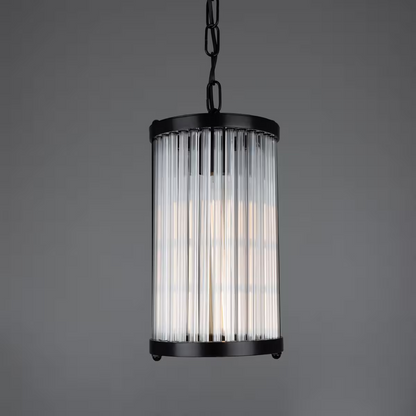Caledon Petite Pendant in Matt Black with Glass Rods