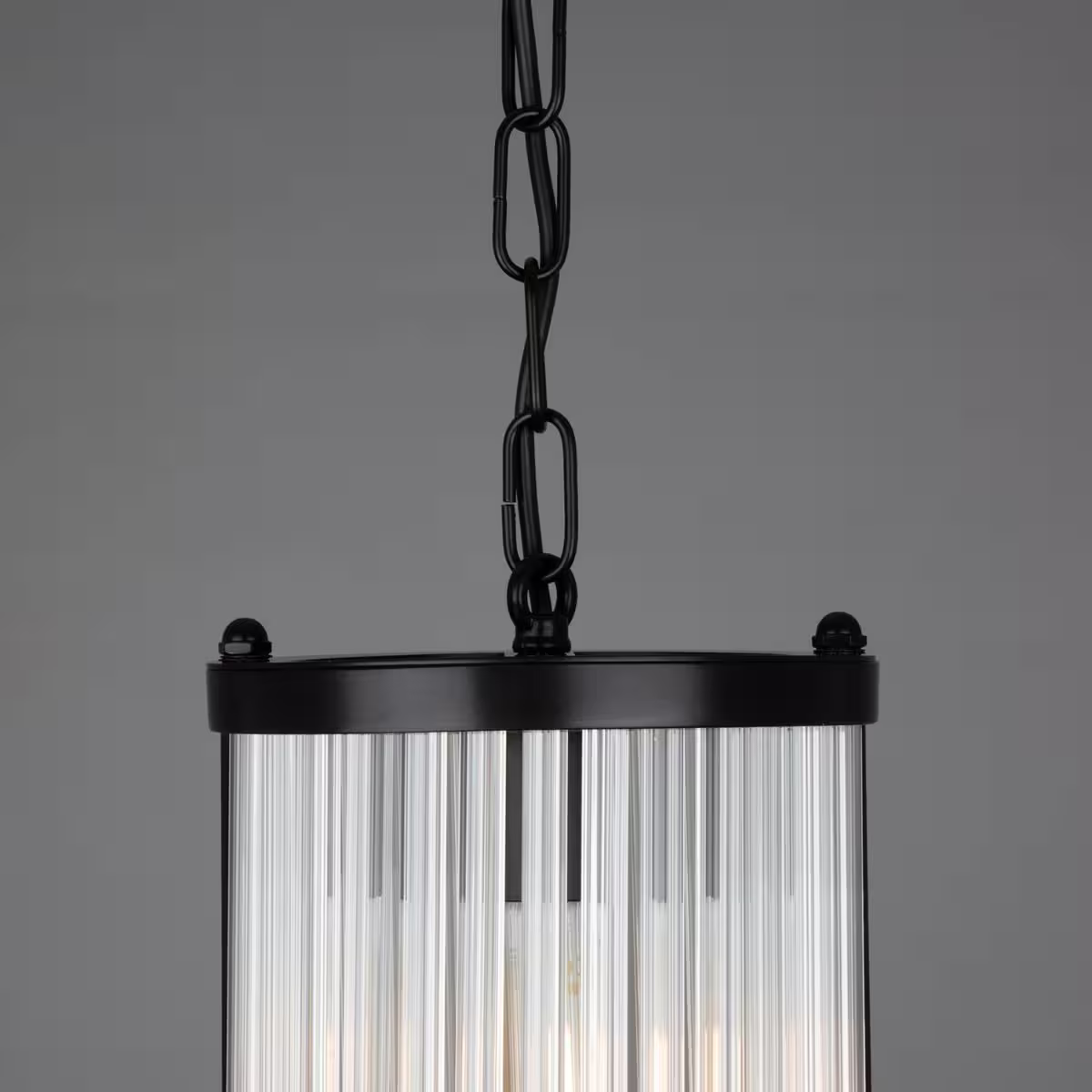 Caledon Petite Pendant in Matt Black with Glass Rods