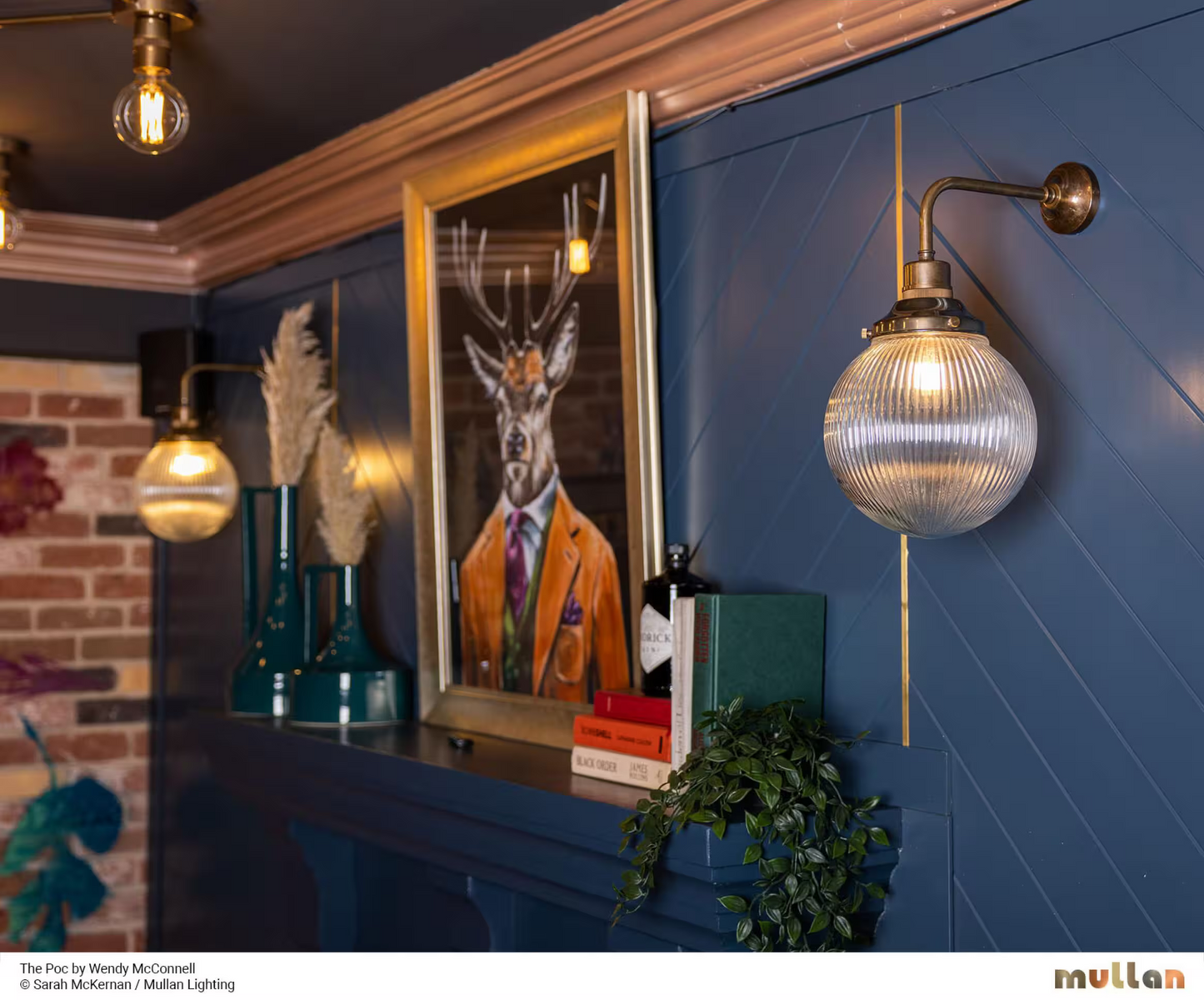 Stanley Small Holophane Glass Globe Wall Light