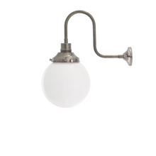 Yerevan Opal Glass Globe Swan Neck Wall Light