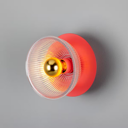 Eclipse Coloured Brass and Holophane Glass Dish Wall Light