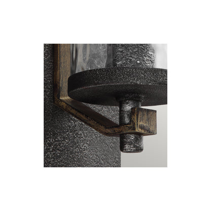Angelo 1-Light Wall Light in Distressed Weathered Oak & Slate Grey Metal