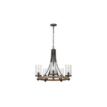 Angelo 5-Light Chandelier in Distressed Weathered Oak & Slate Grey Metal