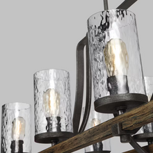 Angelo 8-Light Isle Pendant Chandelier in Distressed Weathered Oak & Slate Grey Metal