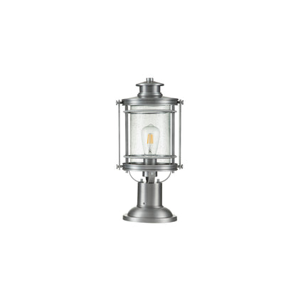 Booker 1-Light Medium Pedestal Lantern in Industrial Aluminium