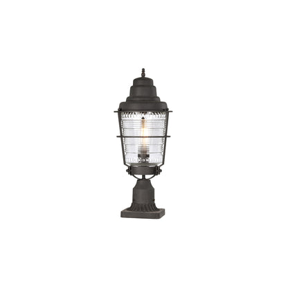 Chance Harbor 1-Light Pedestal Lantern in Weathered Zinc